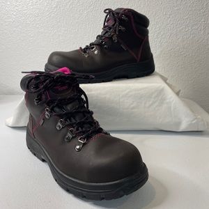 Avenger Women's Brown/Pink Steel Toe Waterproof Work Boots A7125/Size: 8.5 -Used